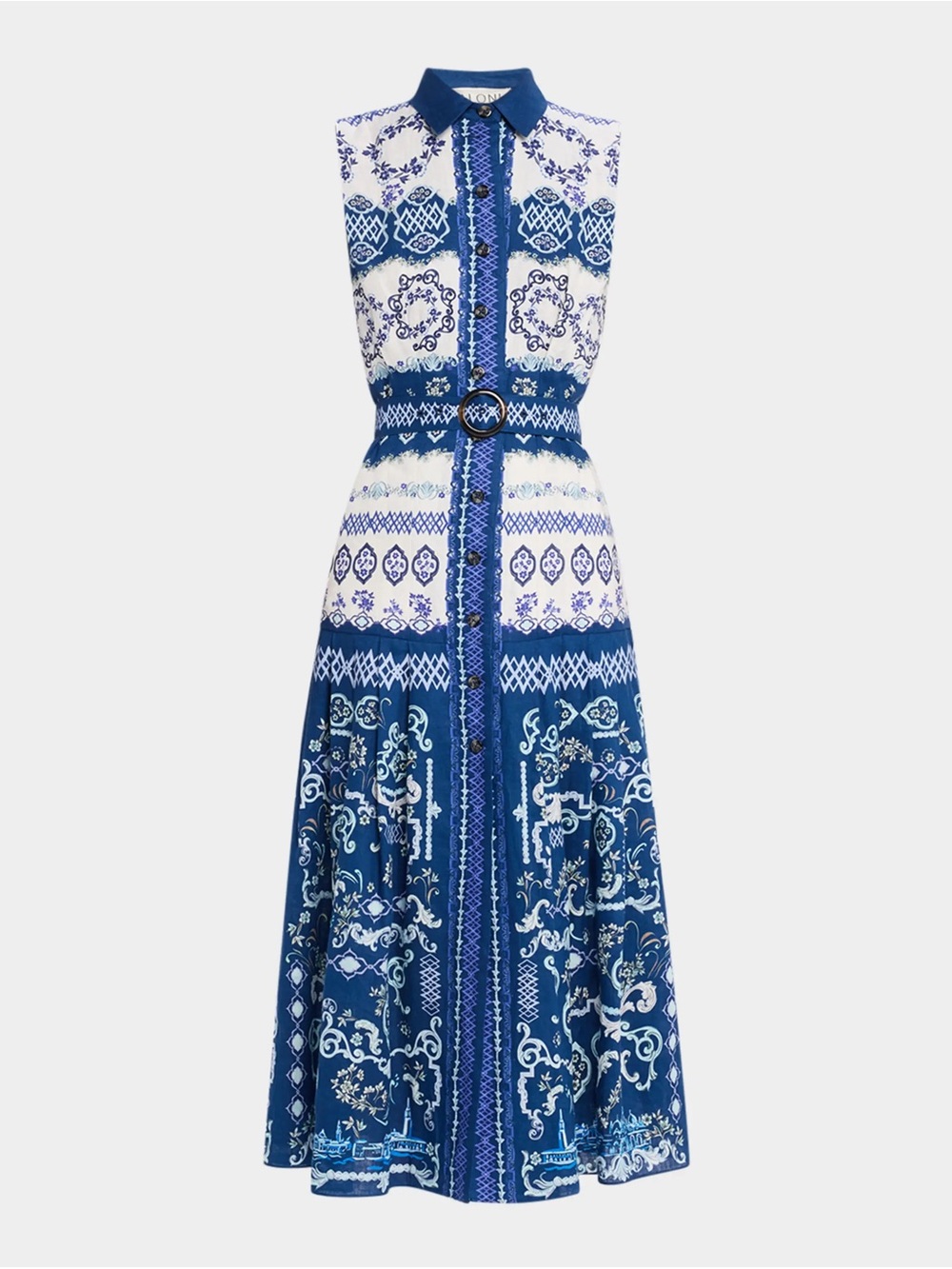 Saloni linen Nya belted dress